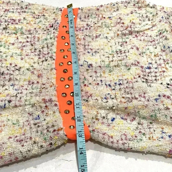 Solemio Confetti Textured Cocktail Dress Sz M Short Sleeve Mini Low Back Party - Picture 9 of 12